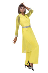 Terramina Women Pant Set 7153-Yellow - Church Suits For Less