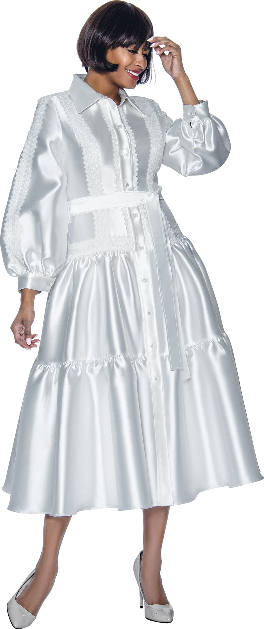 Terramina Church Dress 7029C-White - Church Suits For Less