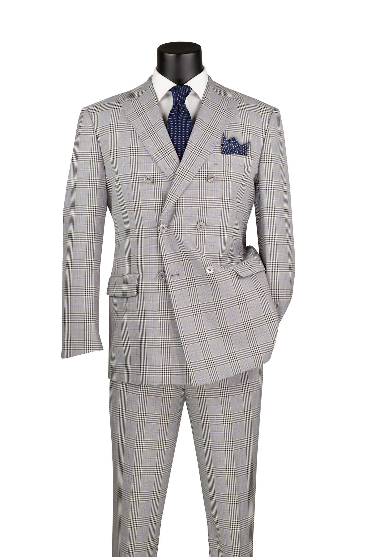 Double Breasted Men Suit DRW-2-Gray - Church Suits For Less