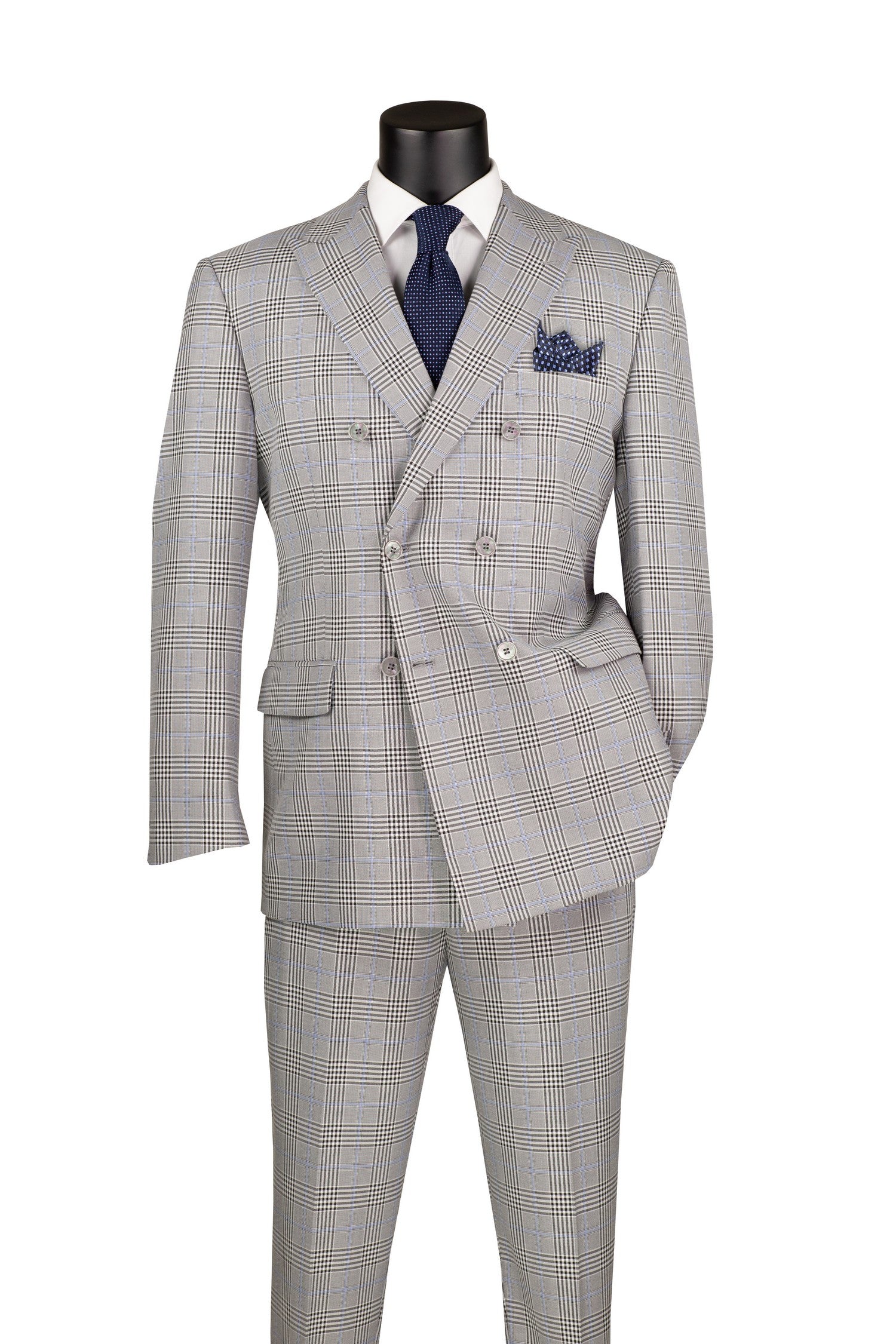Double Breasted Men Suit DRW-2-Gray - Church Suits For Less