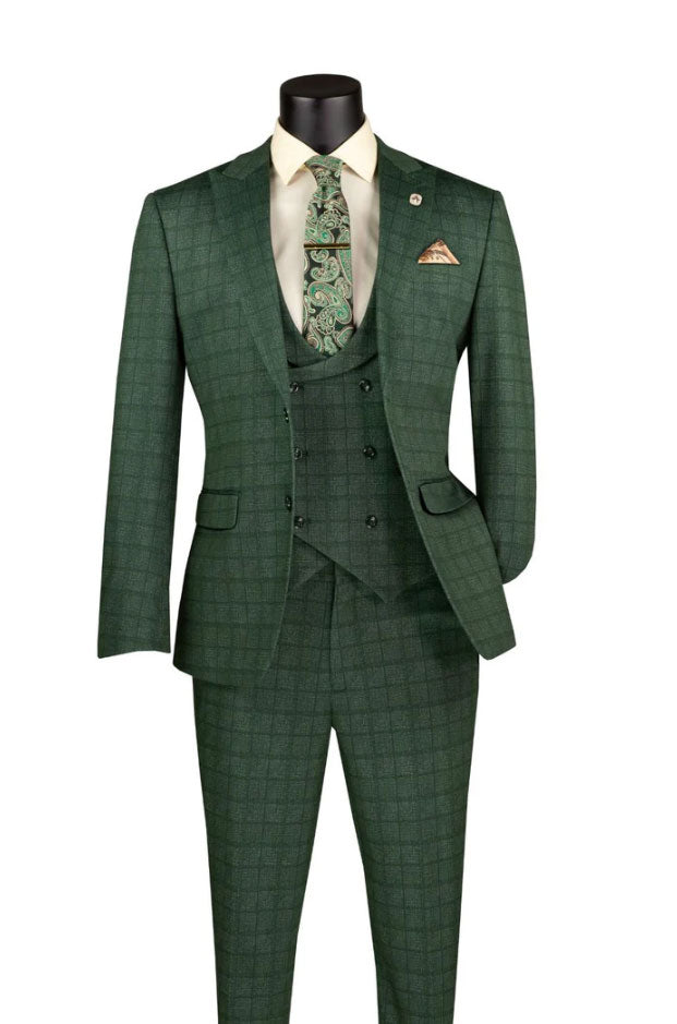 Slim Fit Men Suit SV2W-8-Green - Church Suits For Less