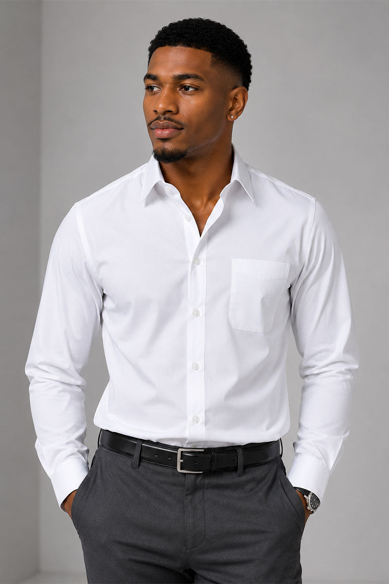 Regular Fit Cotton Dress Shirt R-S100-White