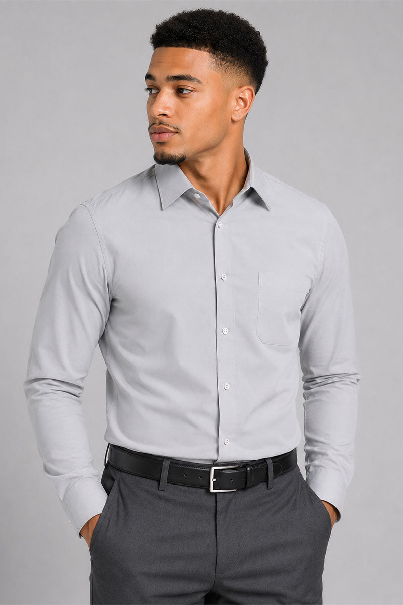 Slim Fit Cotton Dress Shirt S-S100-Gray