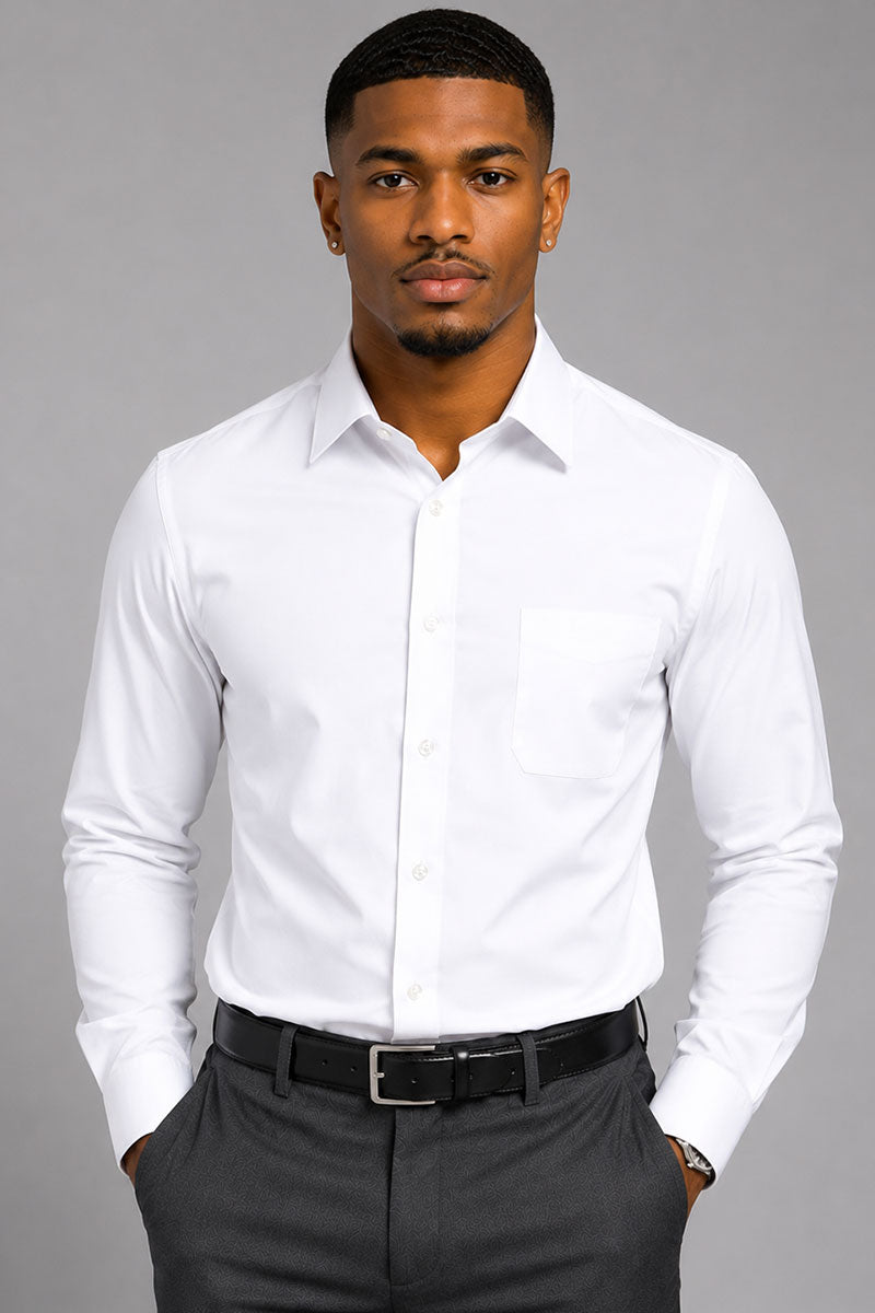 Slim Fit Cotton Dress Shirt S-S100-White