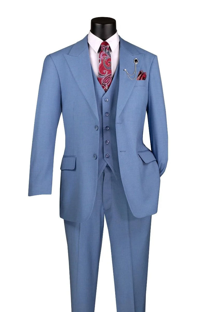 Regular Fit Men Suit V2RK-4- Dusty Blue - Church Suits For Less