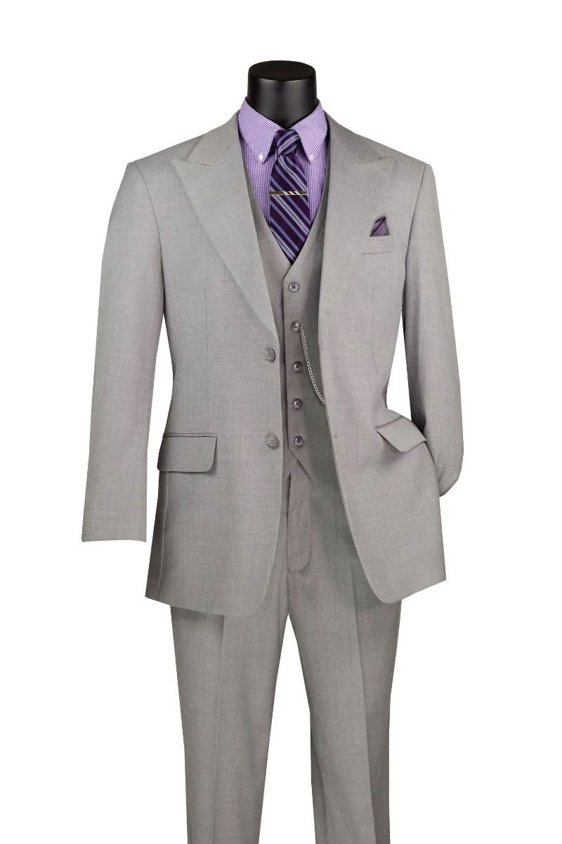 Regular Fit Men Suit V2RK-4- Light Grey - Church Suits For Less