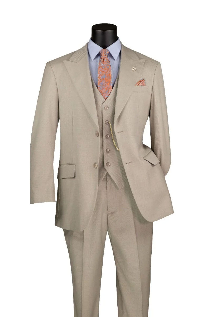 Regular Fit Men Suit V2RK-4- Oatmel - Church Suits For Less