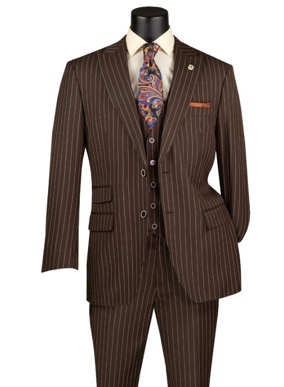 Classic Fit Men Suit V2RS-9-Brown - Church Suits For Less