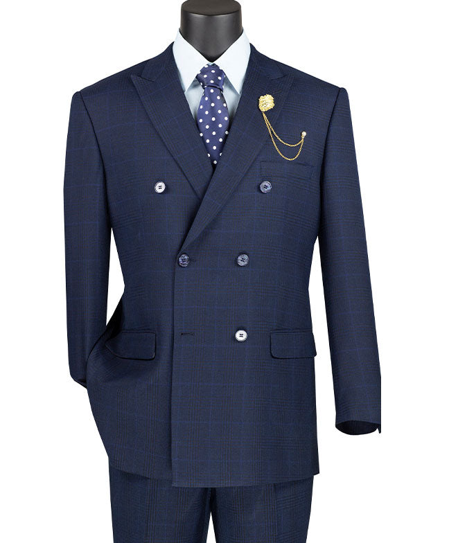Double Breasted Men Suit DRW-2-Navy - Church Suits For Less