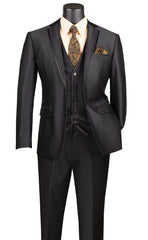 Vinci Men Suit SV2D-1 Black - Church Suits For Less