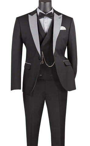 Vinci Men Suit SV2K-5-Black - Church Suits For Less