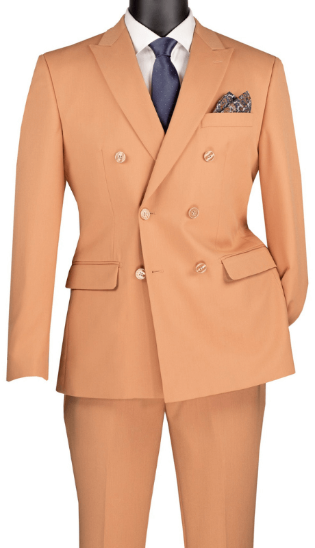 Double Breasted Slim Fit Men Suit SDB-1 Peach