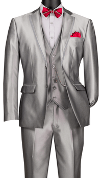 Slim Fit Men Suit SV2D-1-Silver