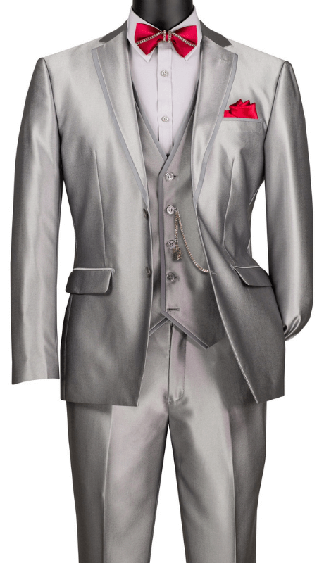 Slim Fit Men Suit SV2D-1-Silver