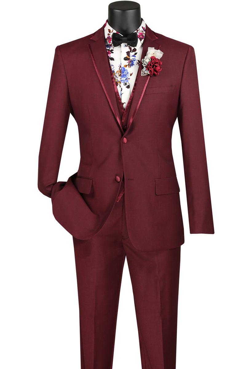 Vinci Men Suit SV2T-8C-Burgundy - Church Suits For Less