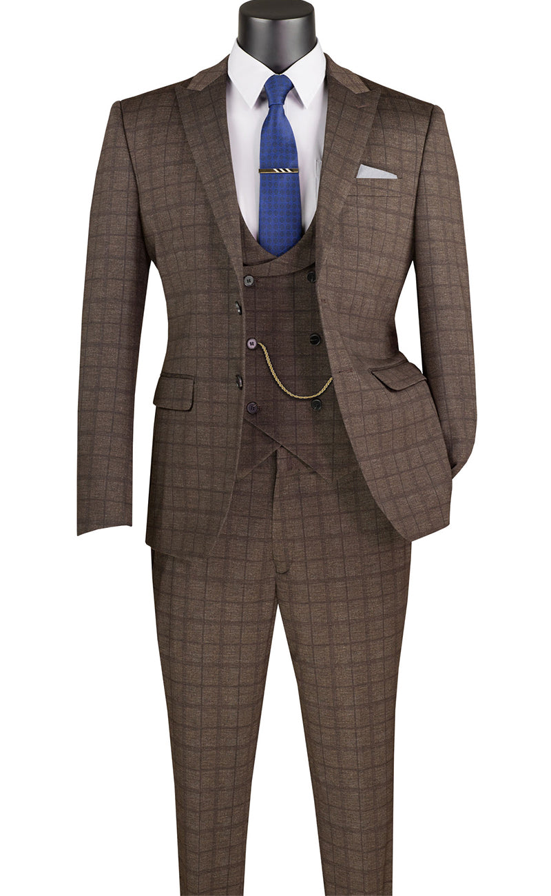 Slim Fit Men Suit SV2W-8-Brown - Church Suits For Less