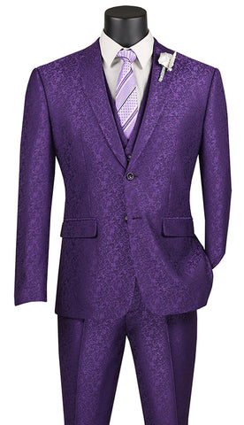Vinci Men Suit SVFF-3C-Purple - Church Suits For Less