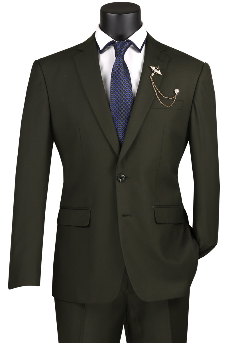 Slim Fit Men Suit SC900-12- Olive - Church Suits For Less