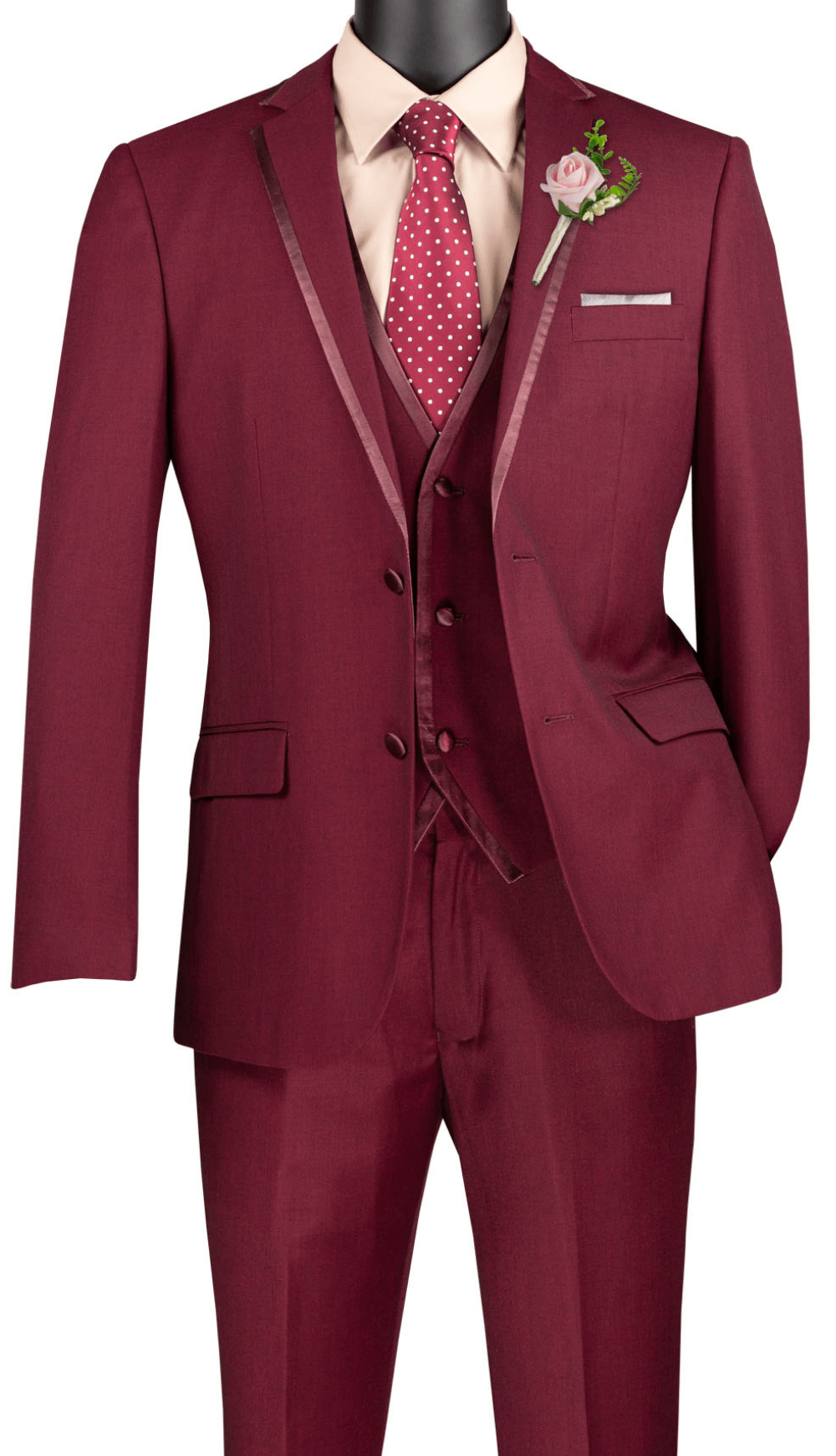 Slim Fit Men Suit SV2T-8C-Burgundy