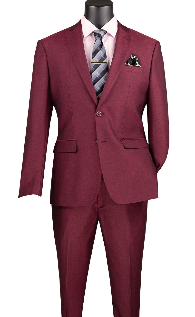 Slim Fit Men Suit S2RK-7-Burgundy - Church Suits For Less