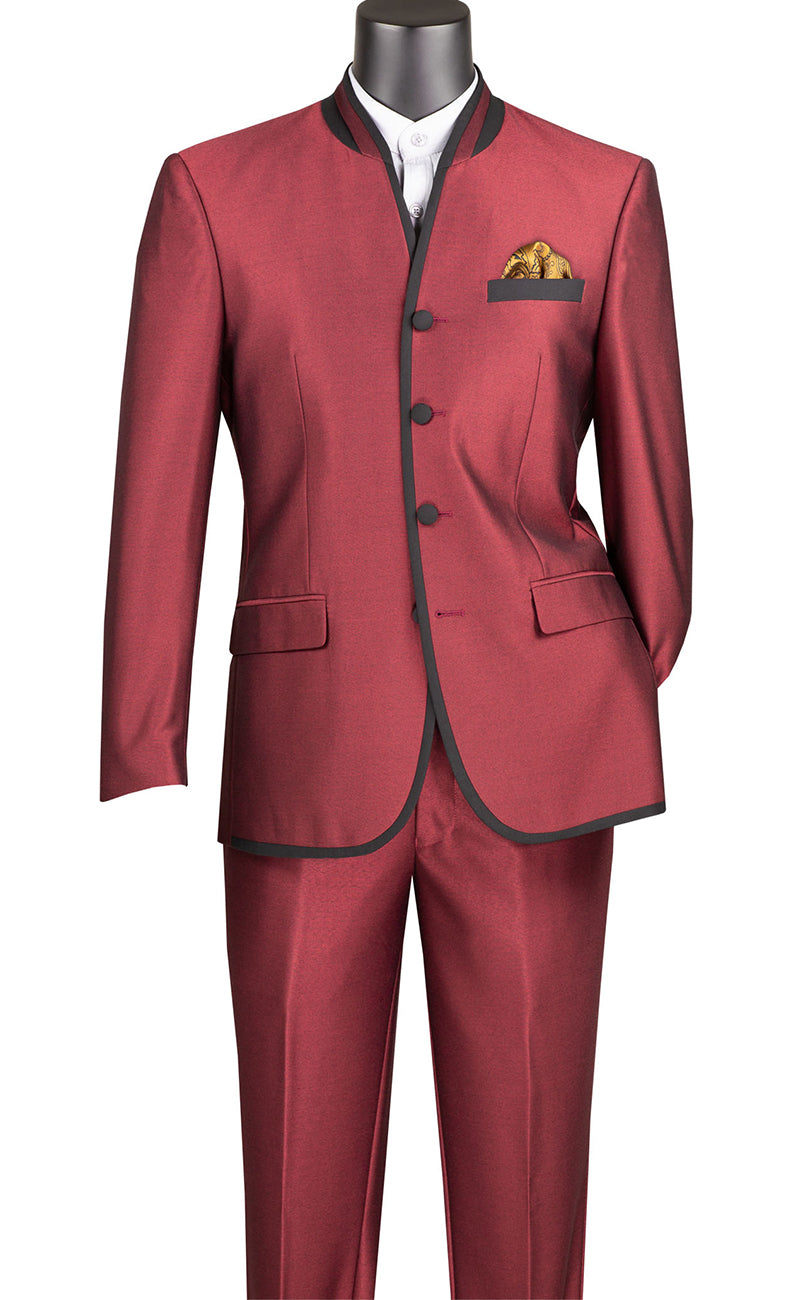 Slim Fit Men Suit S4HT-1-Wine - Church Suits For Less