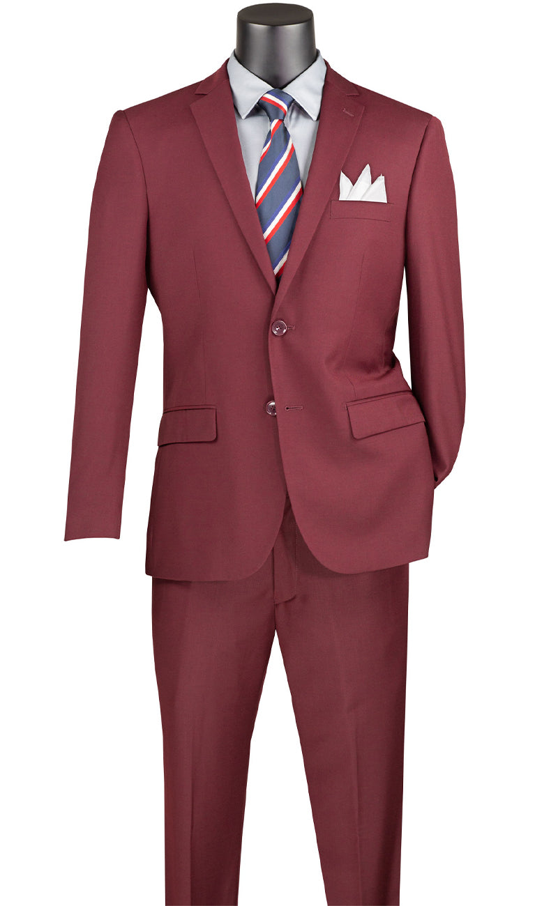 Slim Fit Men Suit SC900-12-Burgundy - Church Suits For Less