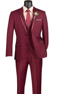 Slim Fit Men Suit SV2T-8-Burgundy - Church Suits For Less