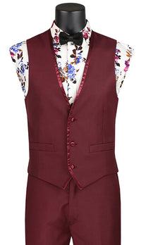 Slim Fit Men Suit SV2T-8-Burgundy