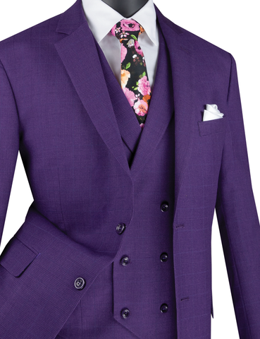 Vinci Men Suit V2RW-13C-Purple - Church Suits For Less