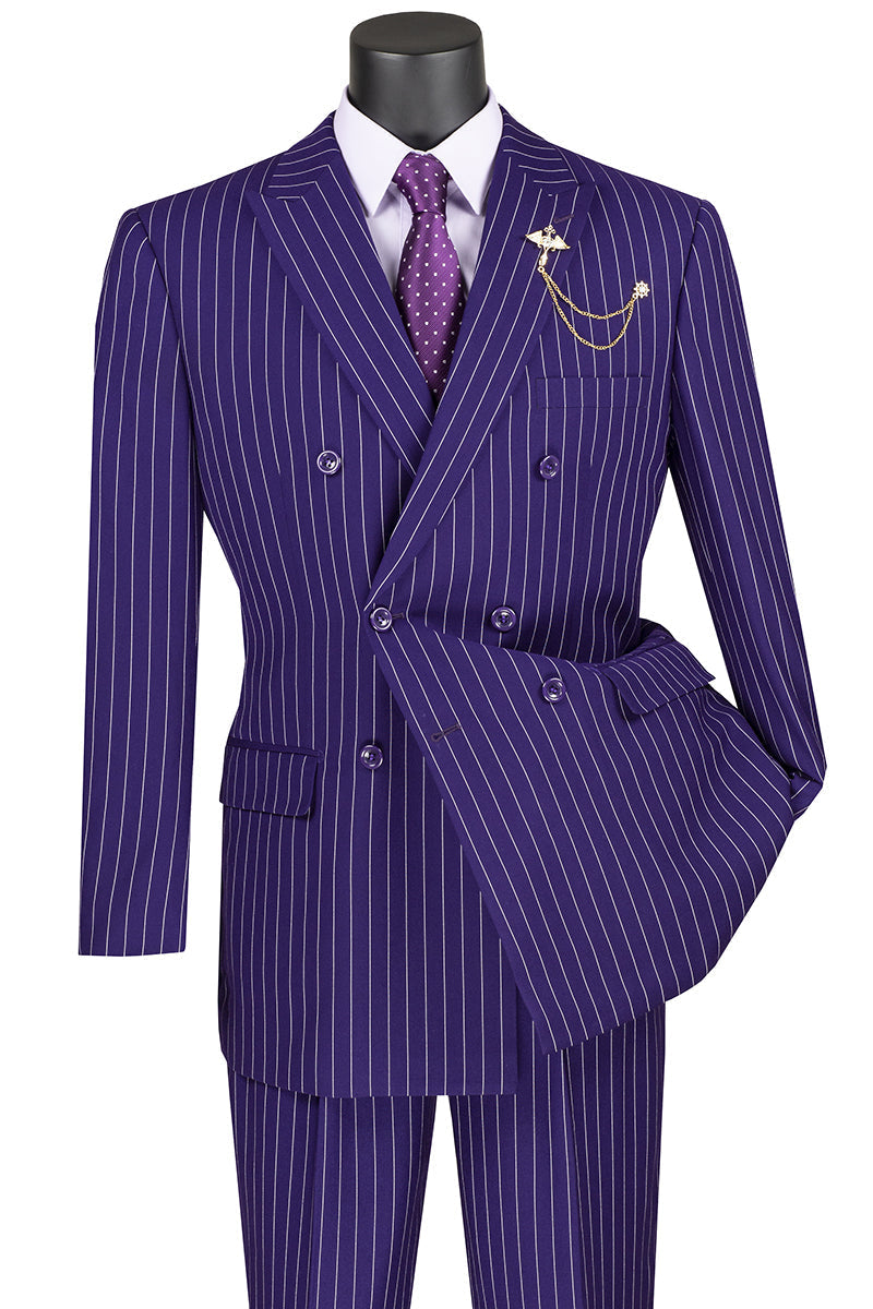 Double Breasted Men Suit t DSS-4-Purple - Church Suits For Less