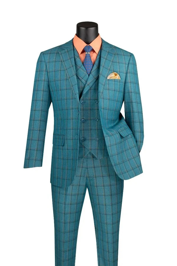 Men Church Suit MV2W-4C-Teal Blue