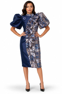 Chancele by Tally Taylor Church Dress 9848-Blue Multi