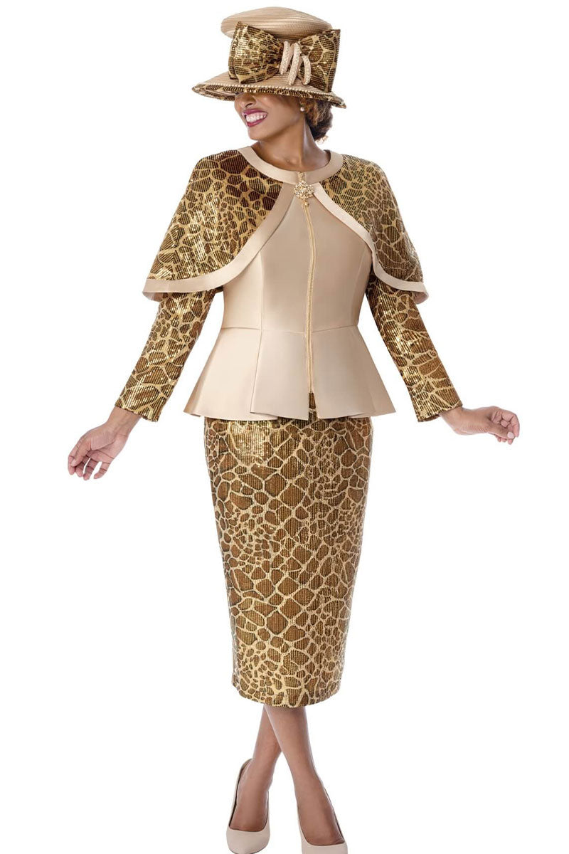 Women Church Suit 402102-Champagne