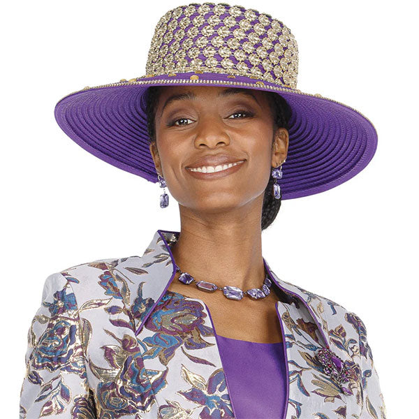 Champagne Italy Church Hat 5915-Purple - Church Suits For Less