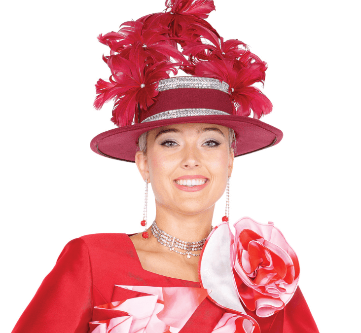Elite Champagne Women Church Hat 6169-Red