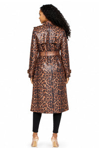 Leopard Print Belted Trench Coat 83041