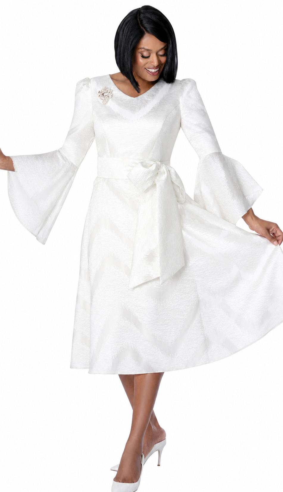 Women Church Dress 100831-White