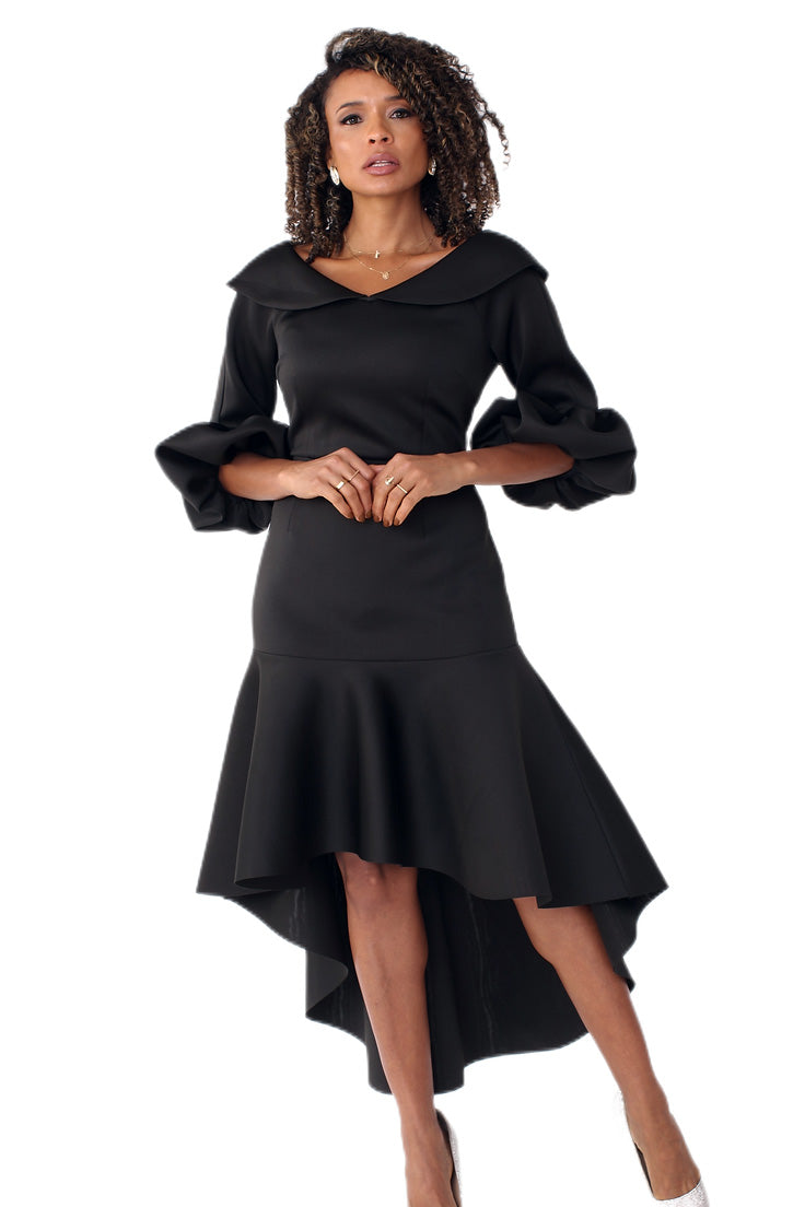 For Her Print Women Dress 82013-Black - Church Suits For Less