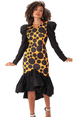 For Her Women Dress 82139-Black/Yellow - Church Suits For Less