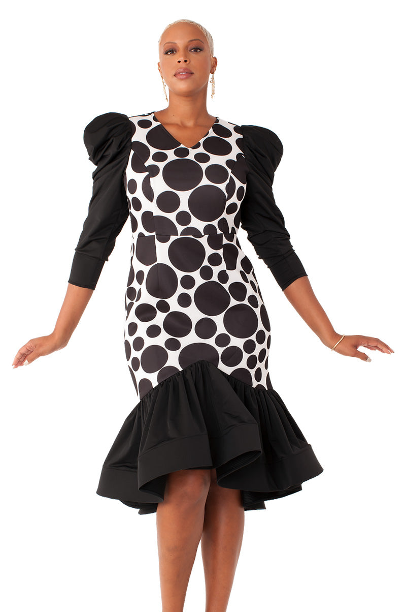 For Her Women Dress 82139C-Black/White, Black/White / 2X