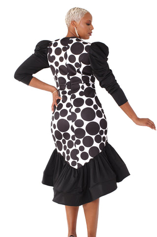 For Her Women Dress 82139-Black/White - Church Suits For Less
