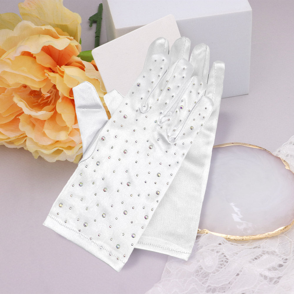 Women Church Gloves BDF-12 White - Church Suits For Less
