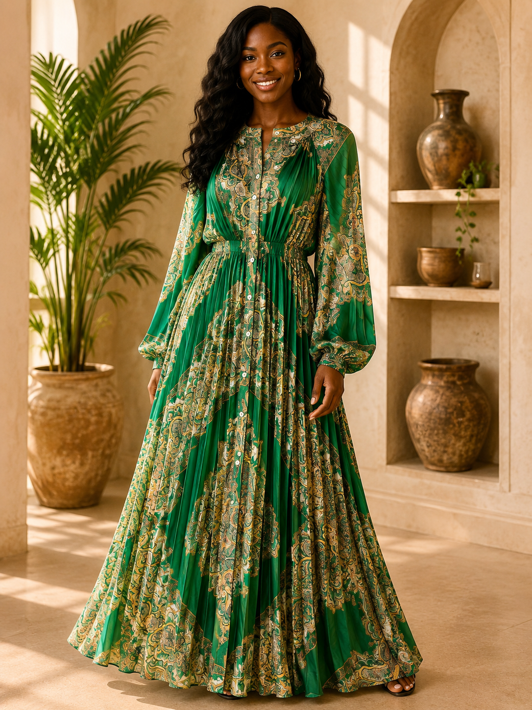 Women Fashion Dress 055C Green