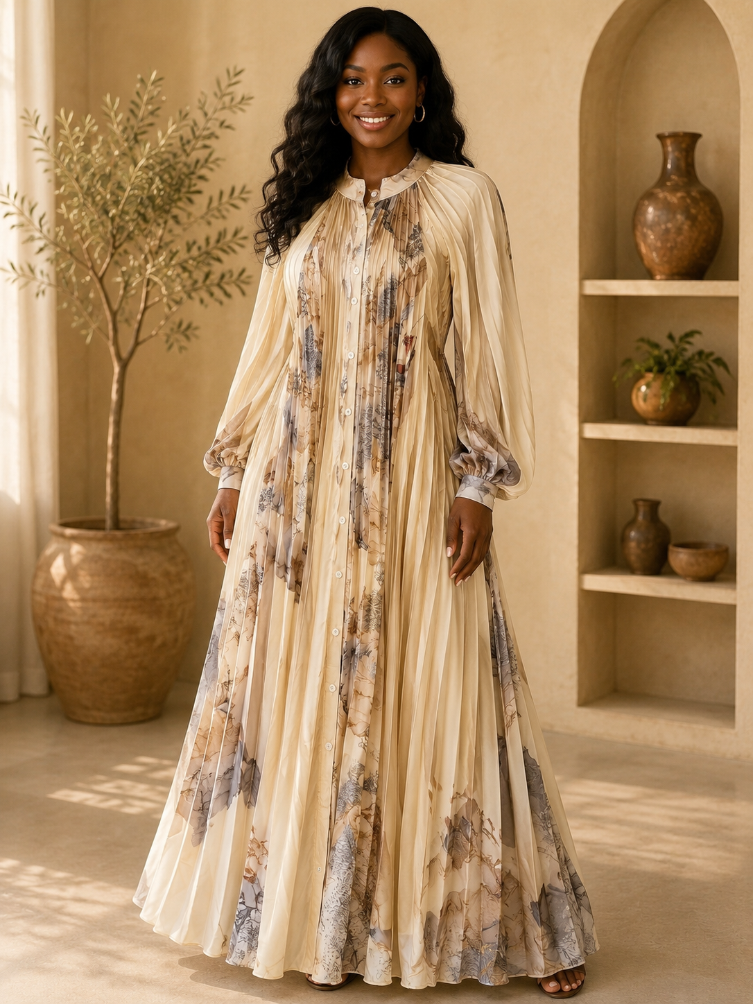 Women Fashion Dress 057C Tan