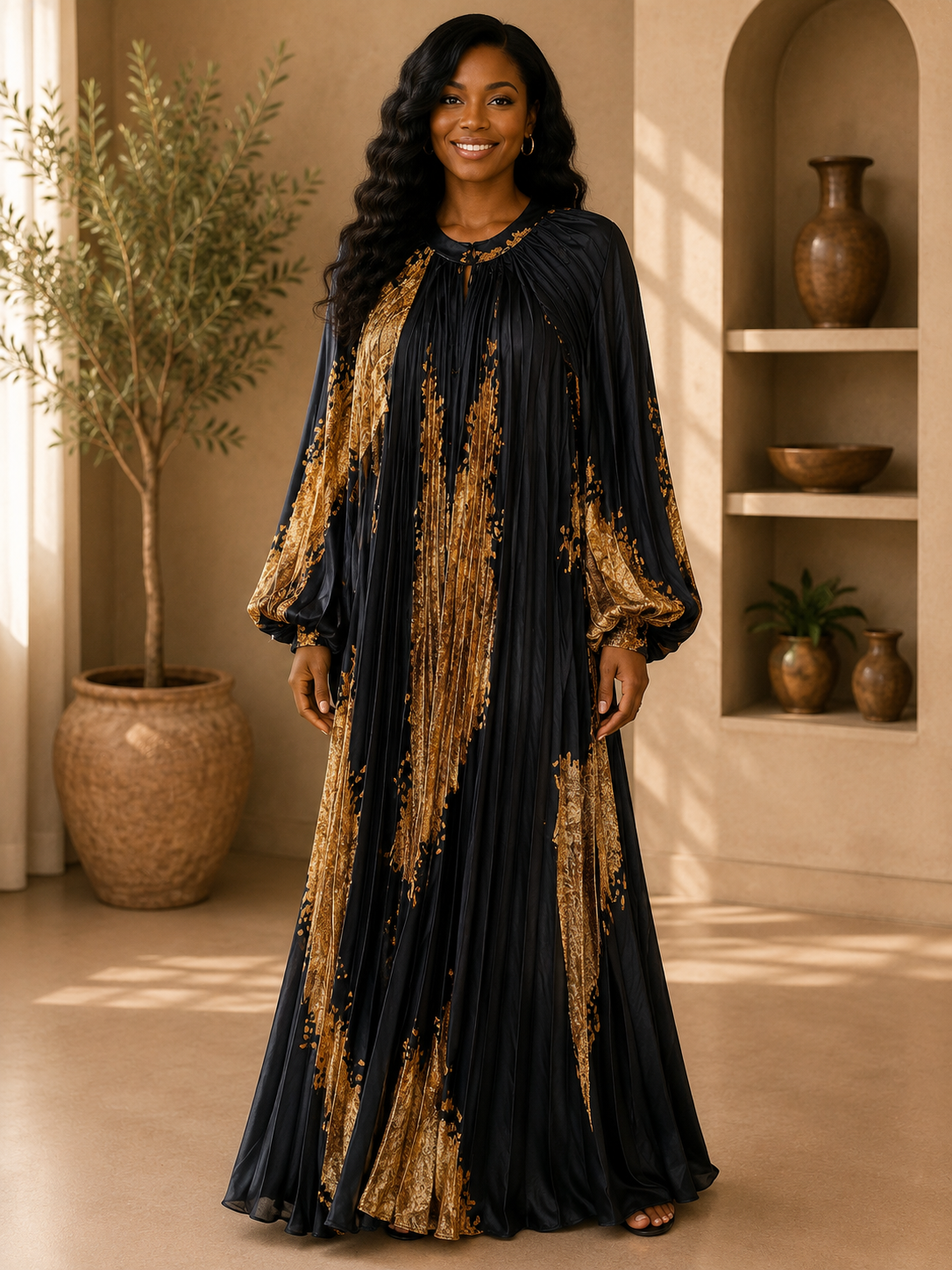 Women Fashion Dress 059C Black Gold
