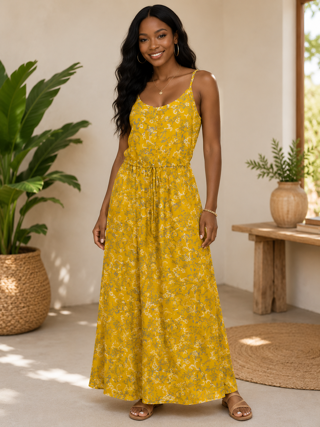 Women Fashion Dress 071C Yellow