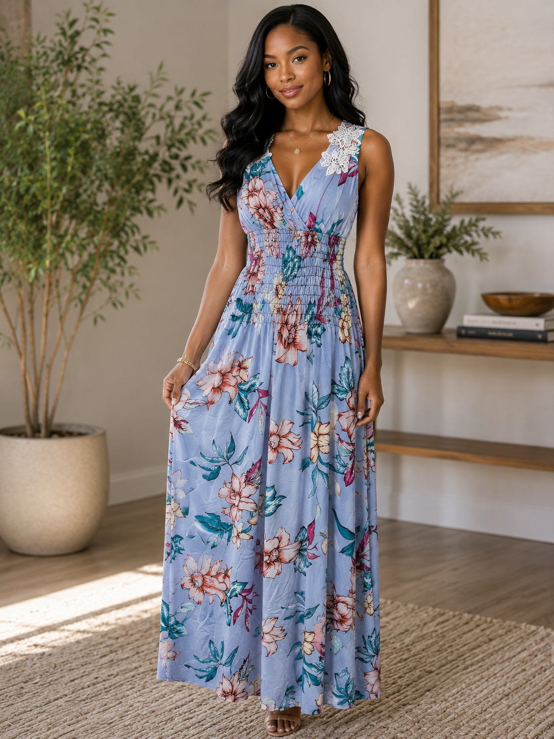 Women Fashion Dress 11221C Blue