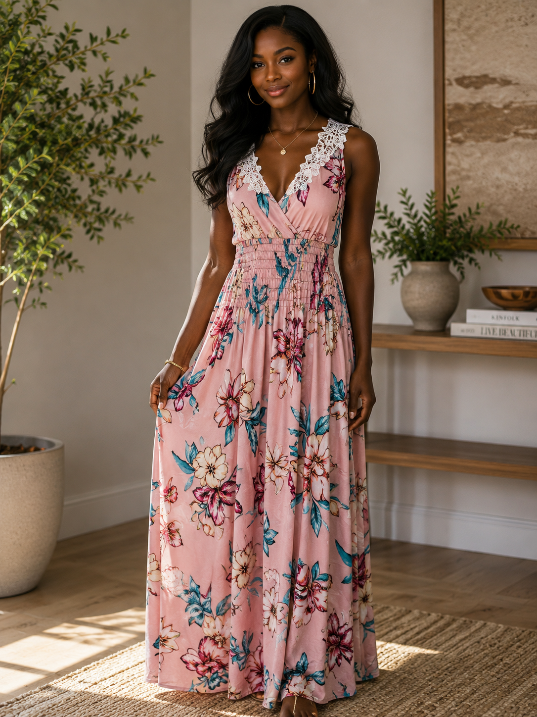 Women Fashion Dress 11222C Blush