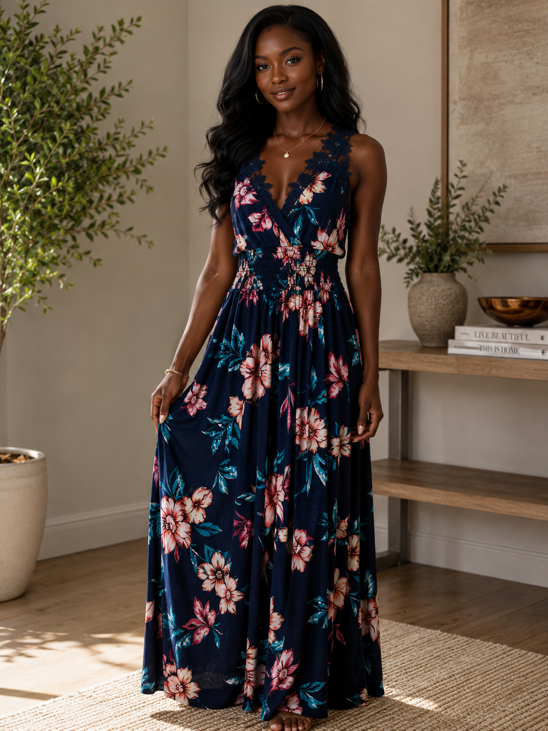 Women Fashion Dress 11223C Navy