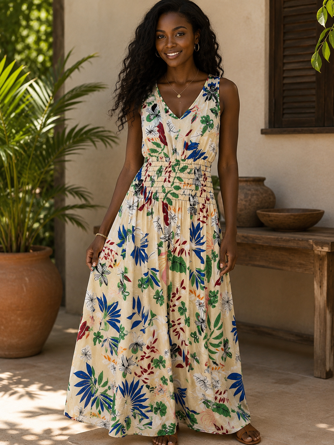 Women Fashion Dress 11227C Cream
